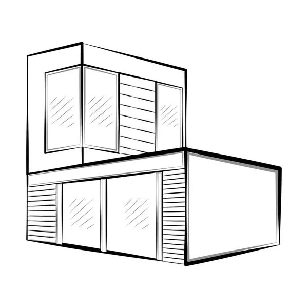 Esquisse isolée d'une maison moderne — Image vectorielle