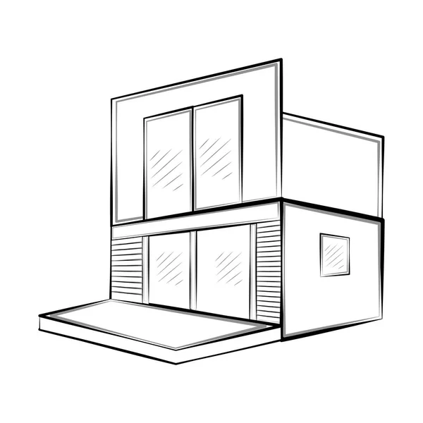 现代房屋的孤立的草图 — 图库矢量图片