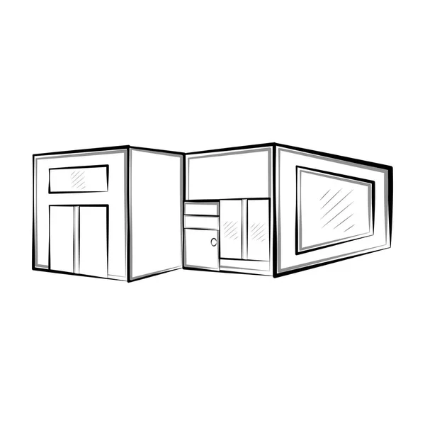 现代房屋的孤立的草图 — 图库矢量图片