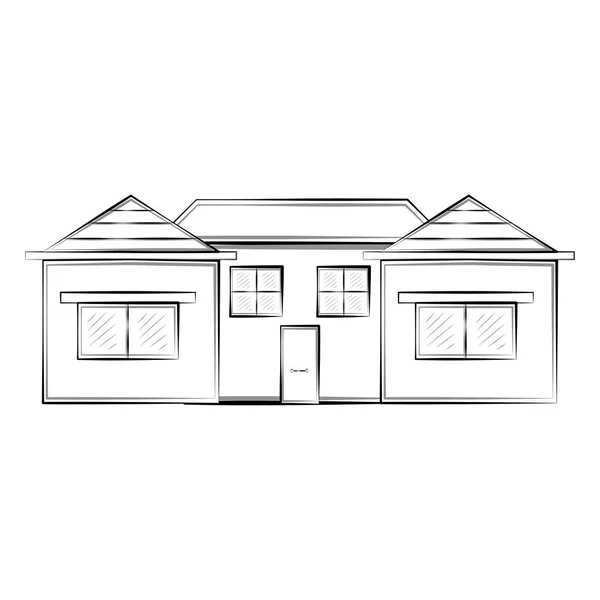 Bosquejo aislado de una casa moderna — Vector de stock