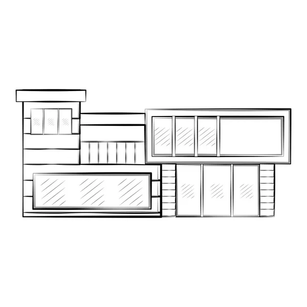 Esquisse isolée d'une maison moderne — Image vectorielle