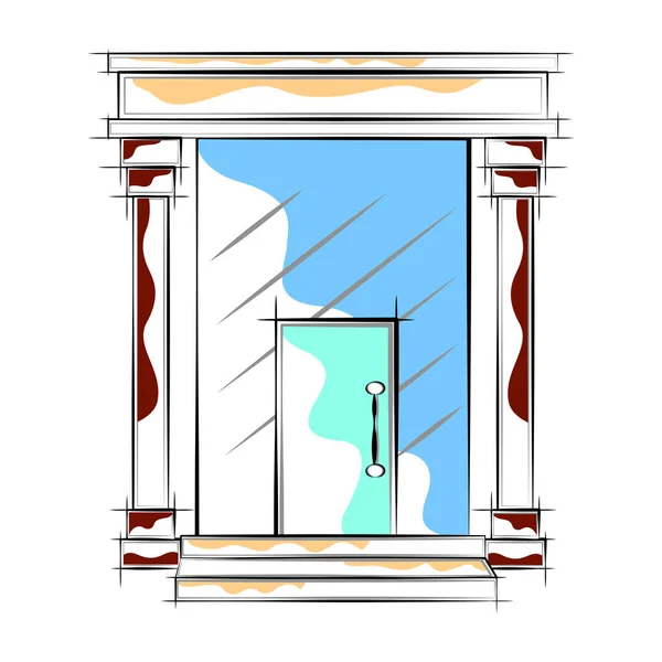 Croquis coloré d'un bâtiment de maison moderne — Image vectorielle