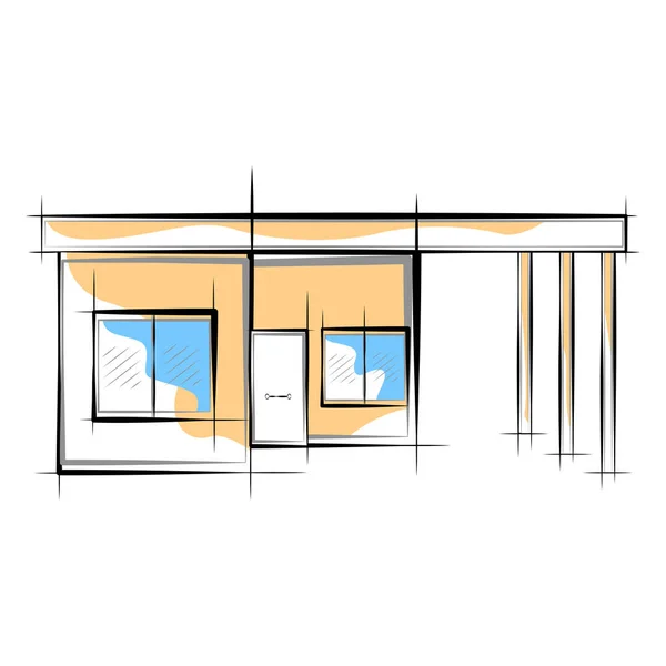 Colored sketch of a modern house building — Stock Vector