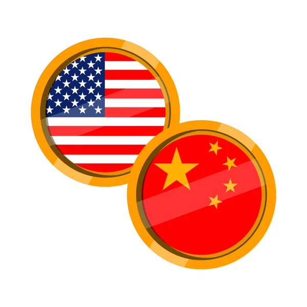 Прапор кнопки США та Китай — стоковий вектор