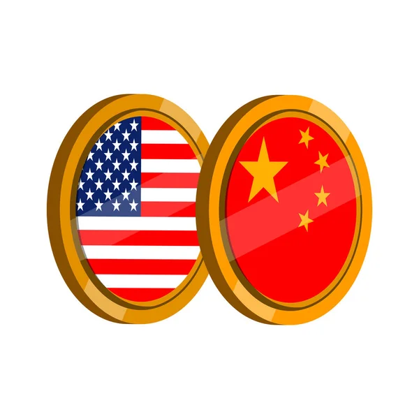 Прапор кнопки США та Китай — стоковий вектор