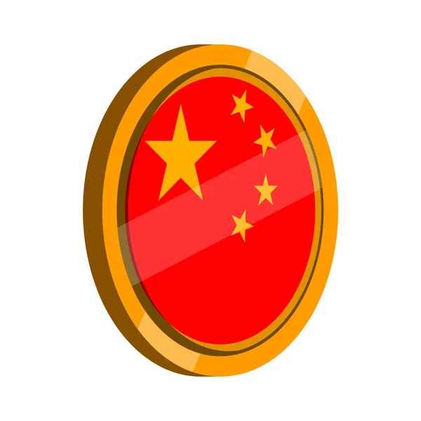 Button flag of China — Stock Vector