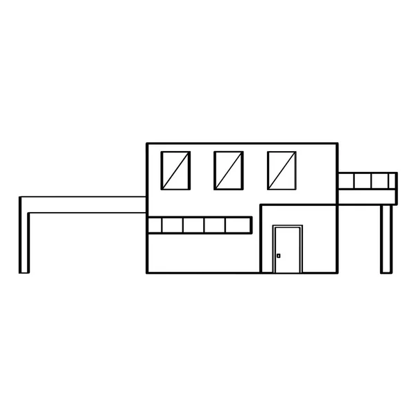 Esquema de un edificio de casa moderno — Vector de stock