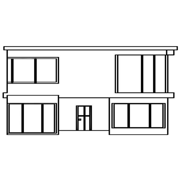 Περίγραμμα του κτιρίου ένα σύγχρονο σπίτι — Διανυσματικό Αρχείο