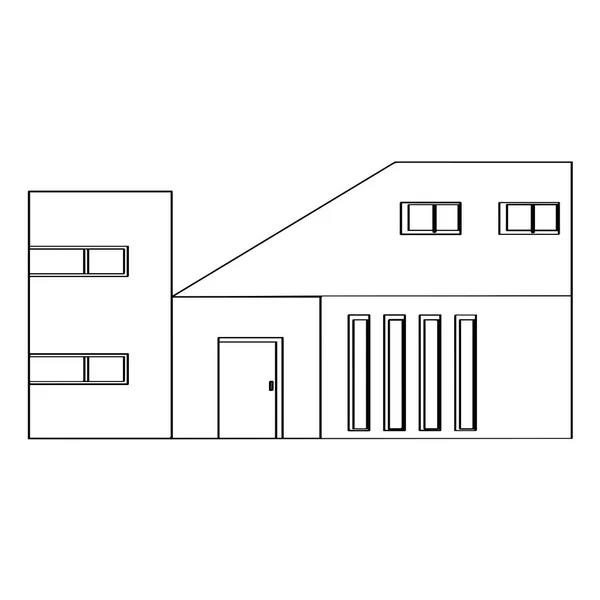 Esquema de un edificio de casa moderno — Vector de stock