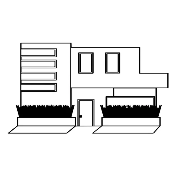 Esquema de un edificio de casa moderno — Vector de stock