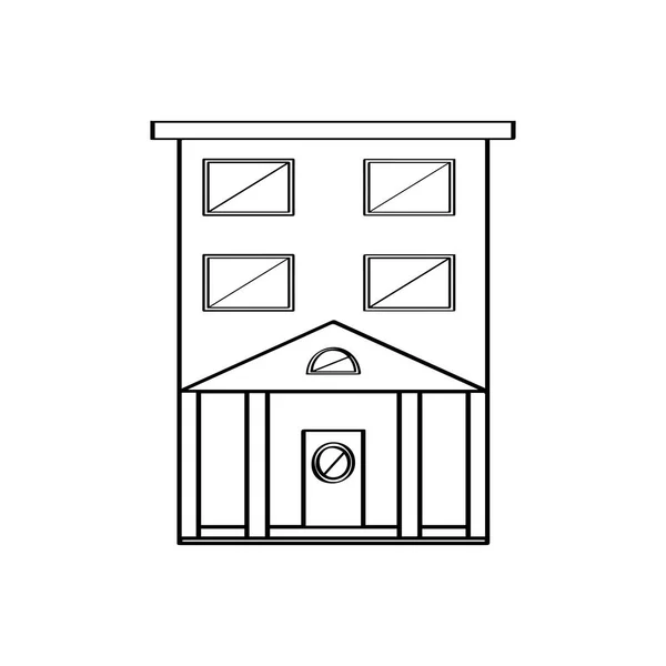 Esquema de un edificio de casa moderno — Vector de stock