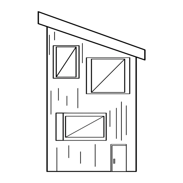 Esquema de un edificio de casa moderno — Vector de stock