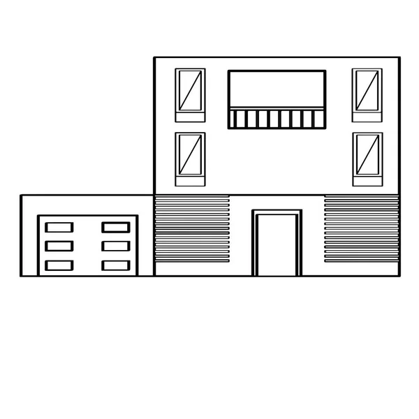 Esquema de un edificio de casa moderno — Vector de stock
