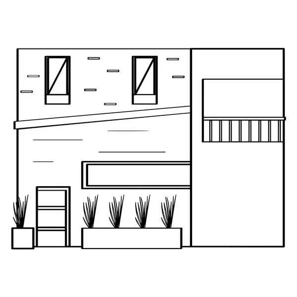 Esquema de un edificio de casa moderno — Vector de stock