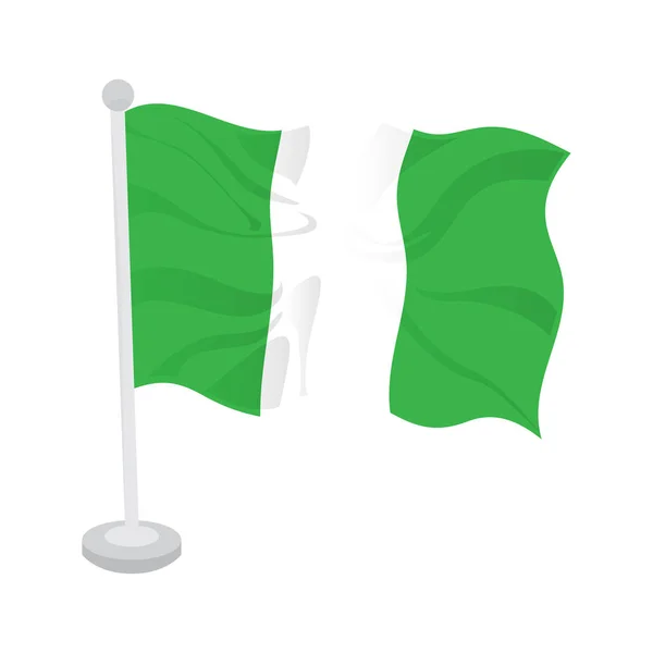 尼日利亚飘扬的国旗 — 图库矢量图片