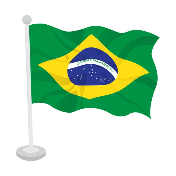 Zwaaiende vlag van Brazilië — Stockvector