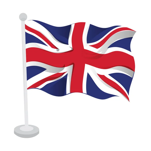 Zwaaiende vlag van het Verenigd Koninkrijk — Stockvector