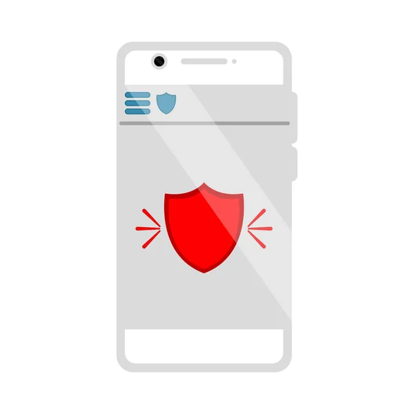 Icono de aplicación de protección en un teléfono inteligente — Vector de stock