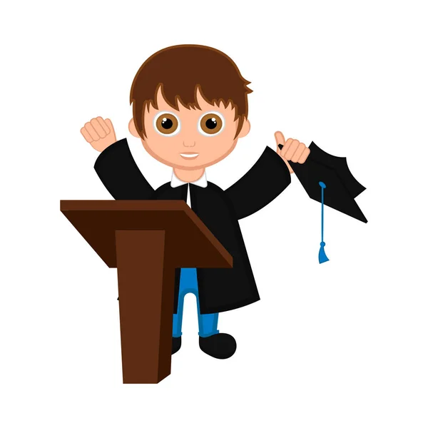 Cute graduated boy image — Stock Vector