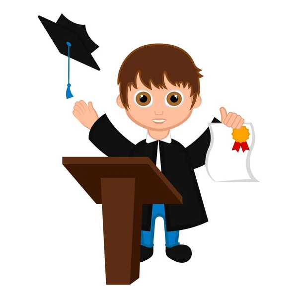 Cute graduated boy image — Stock Vector