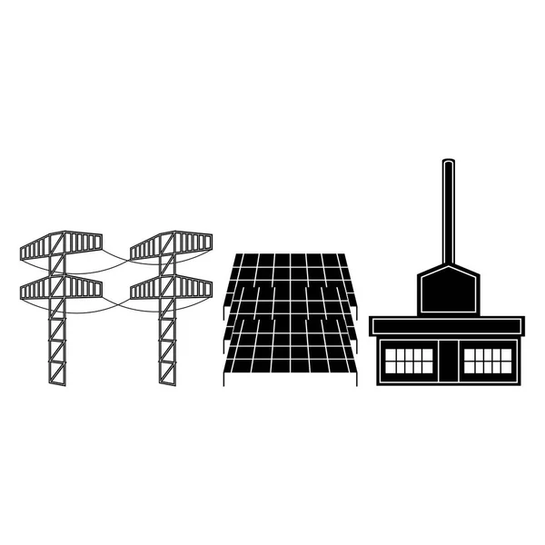 Solarkraftwerk-Ikone — Stockvektor