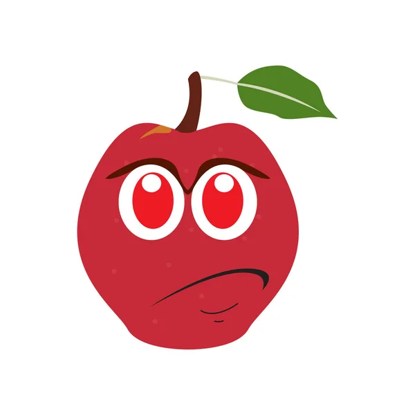 Triste dessin animé pomme — Image vectorielle