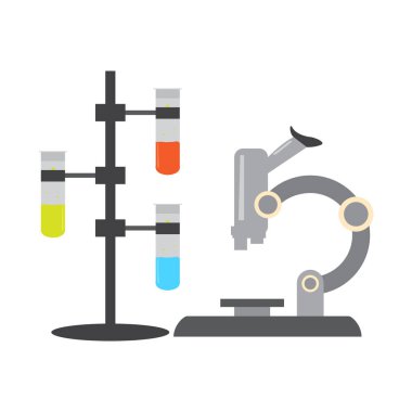 Mikroskop ile stand üzerinde test tüpleri