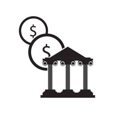 Jeton simgesi olan banka binası