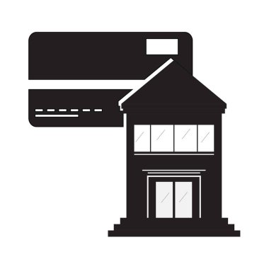 Kredi kartı simgesi olan banka binası