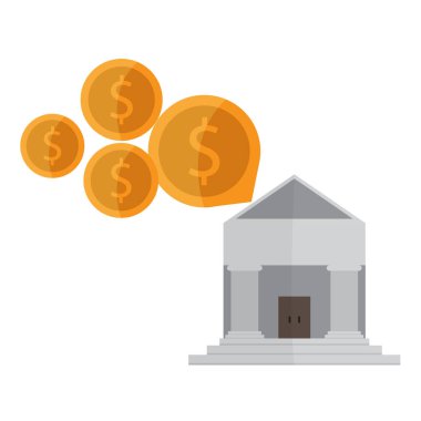 Jeton simgesi olan banka binası