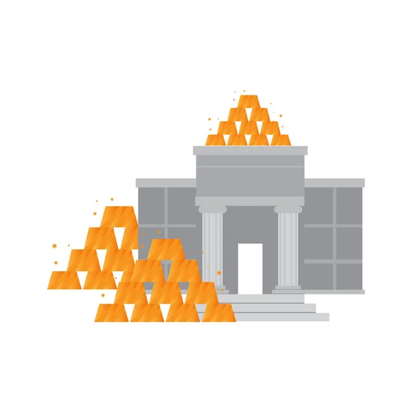 Budova banky s ikonou zlatého ingoty — Stockový vektor