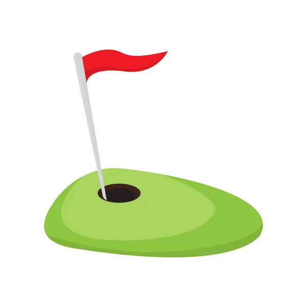 Buraco de golfe com uma bandeira vermelha —  Vetores de Stock