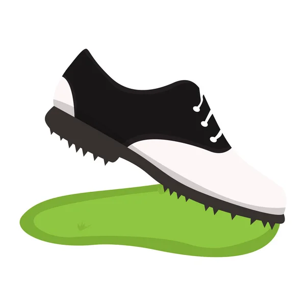 Zapato de golf en una hierba — Vector de stock