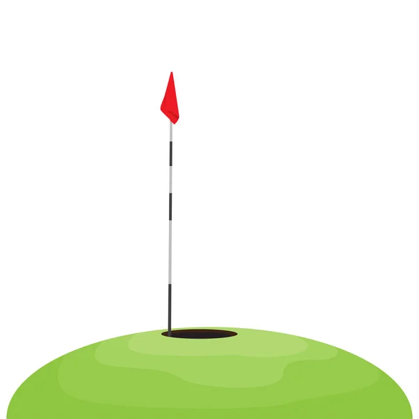 Golf hole with a red flag — Stock Vector