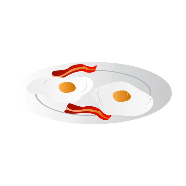 Stekta ägg med bacon — Stock vektor