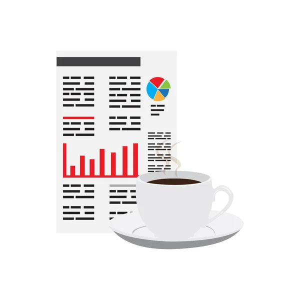 Business report with a coffee cup — Stock Vector