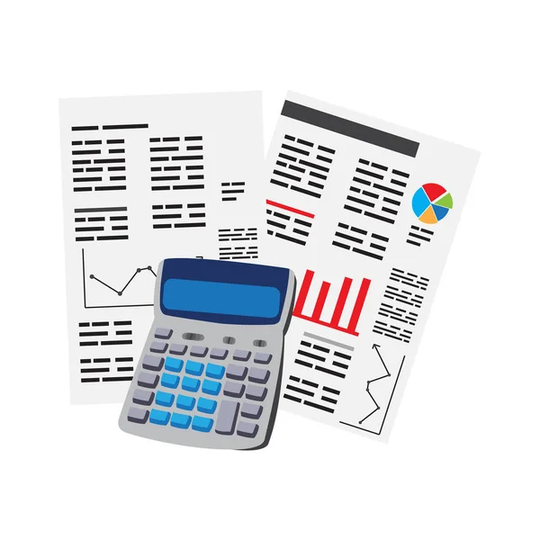 Business reports with a calculator — Stock Vector