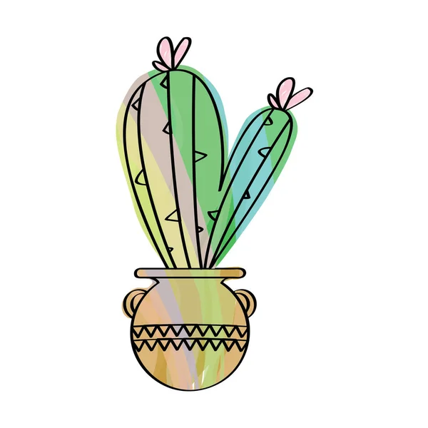 Cactus acuarela en una planta de maceta — Vector de stock