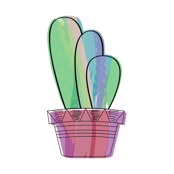 Cactus acuarela en una planta de maceta — Vector de stock