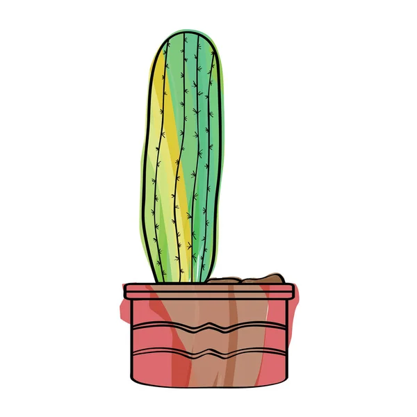 Cactus acuarela en una planta de maceta — Vector de stock