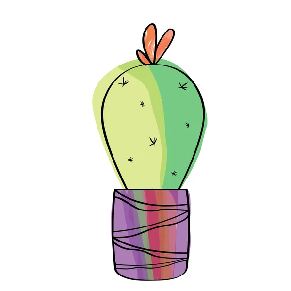 Cactus acuarela en una planta de maceta — Vector de stock