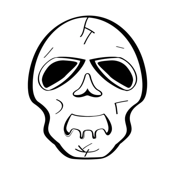 Triste tête crâne dessin animé — Image vectorielle