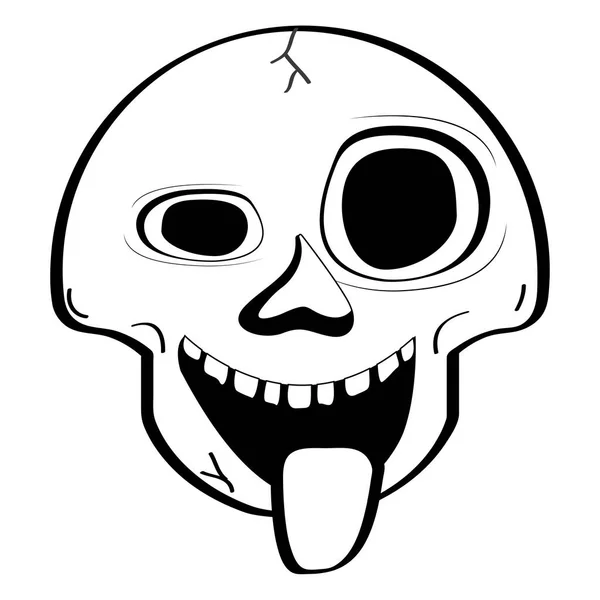 Happy and crazy head skull cartoon — Stock Vector