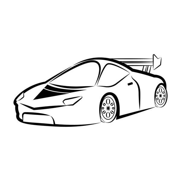 Esbozo de coche de carreras aislado — Vector de stock