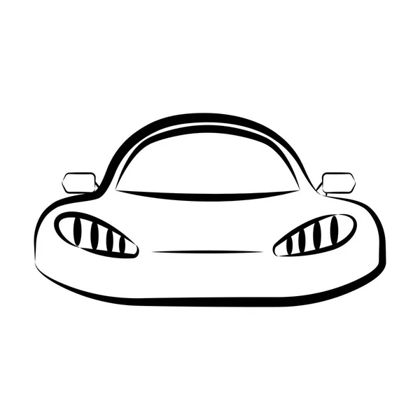 Vista frontal de un boceto de un coche de carreras — Vector de stock