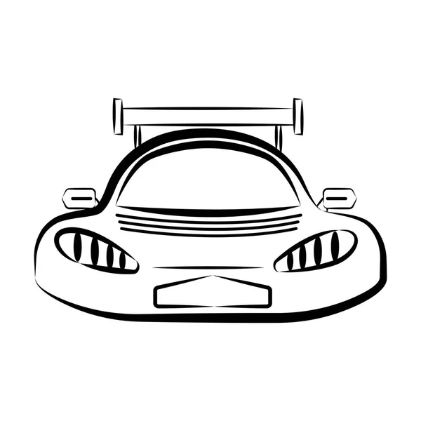 Vista frontal de un boceto de un coche de carreras — Vector de stock