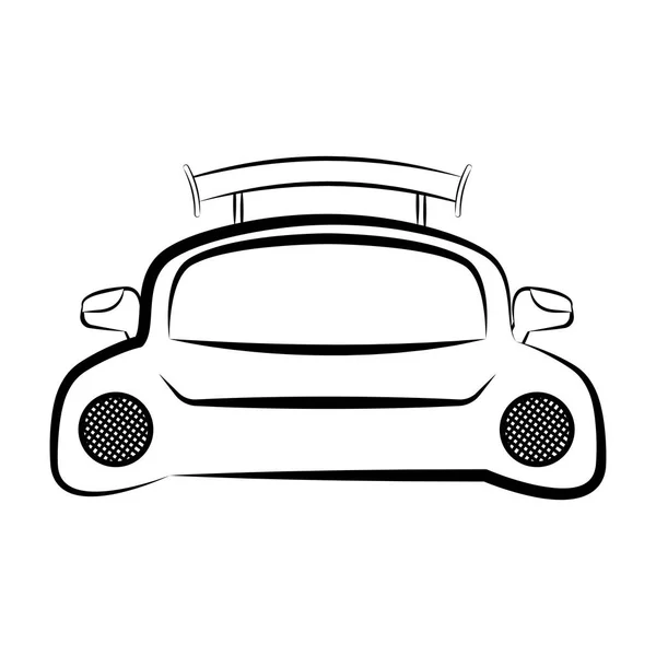 Vista frontal de un boceto de un coche de carreras — Vector de stock