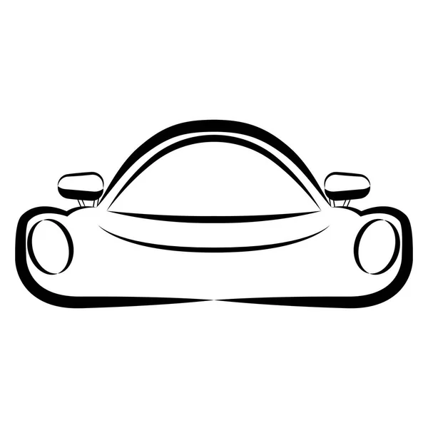 Vista frontal de un boceto de un coche de carreras — Vector de stock