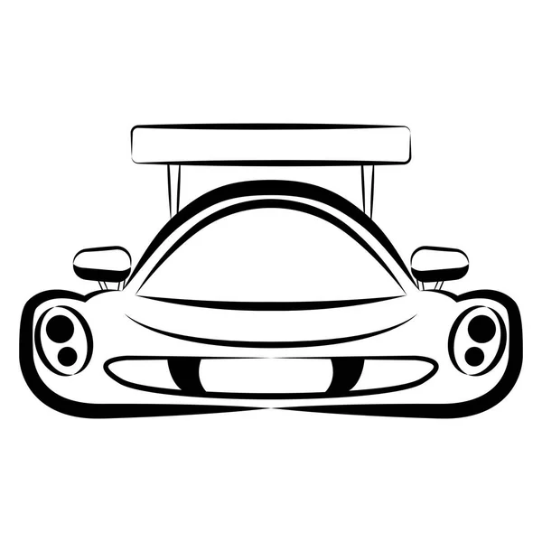 Vista frontal de un boceto de un coche de carreras — Vector de stock