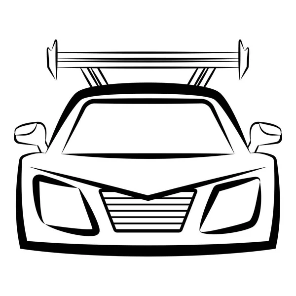 Vista frontal de un boceto de un coche de carreras — Archivo Imágenes Vectoriales